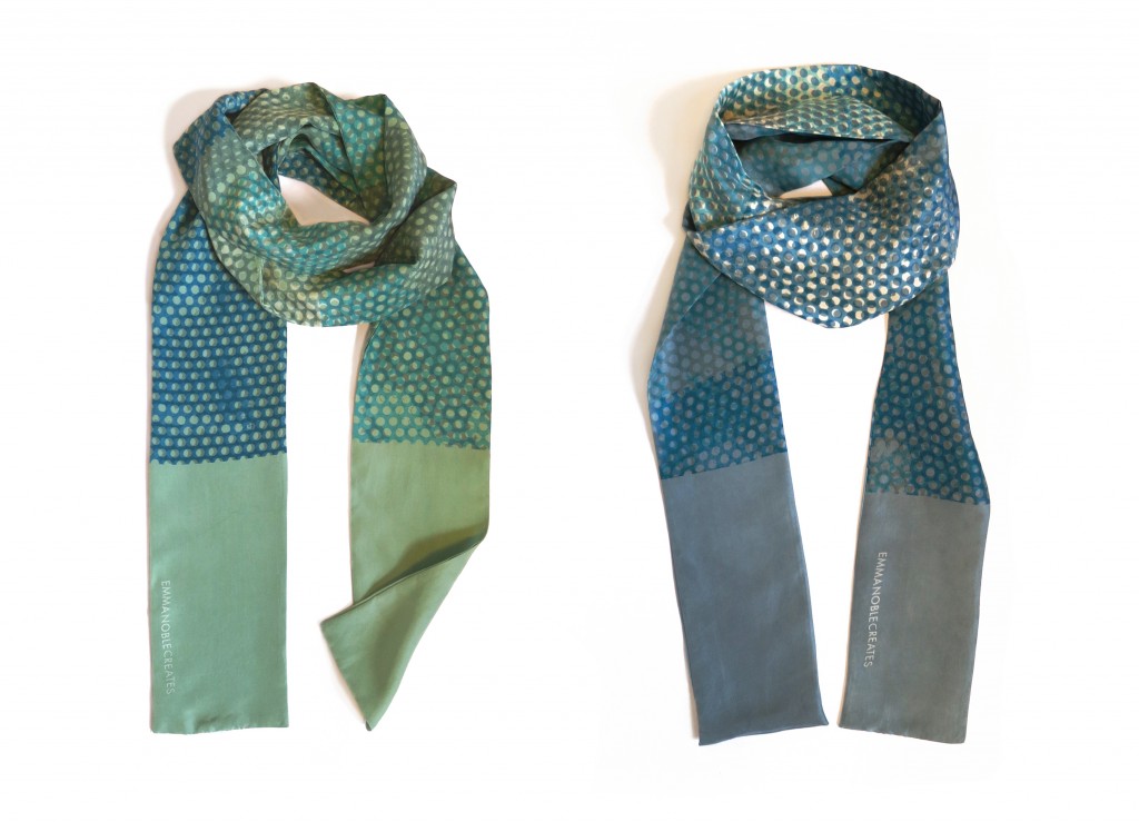 Emma Noble green and blue scarf silk