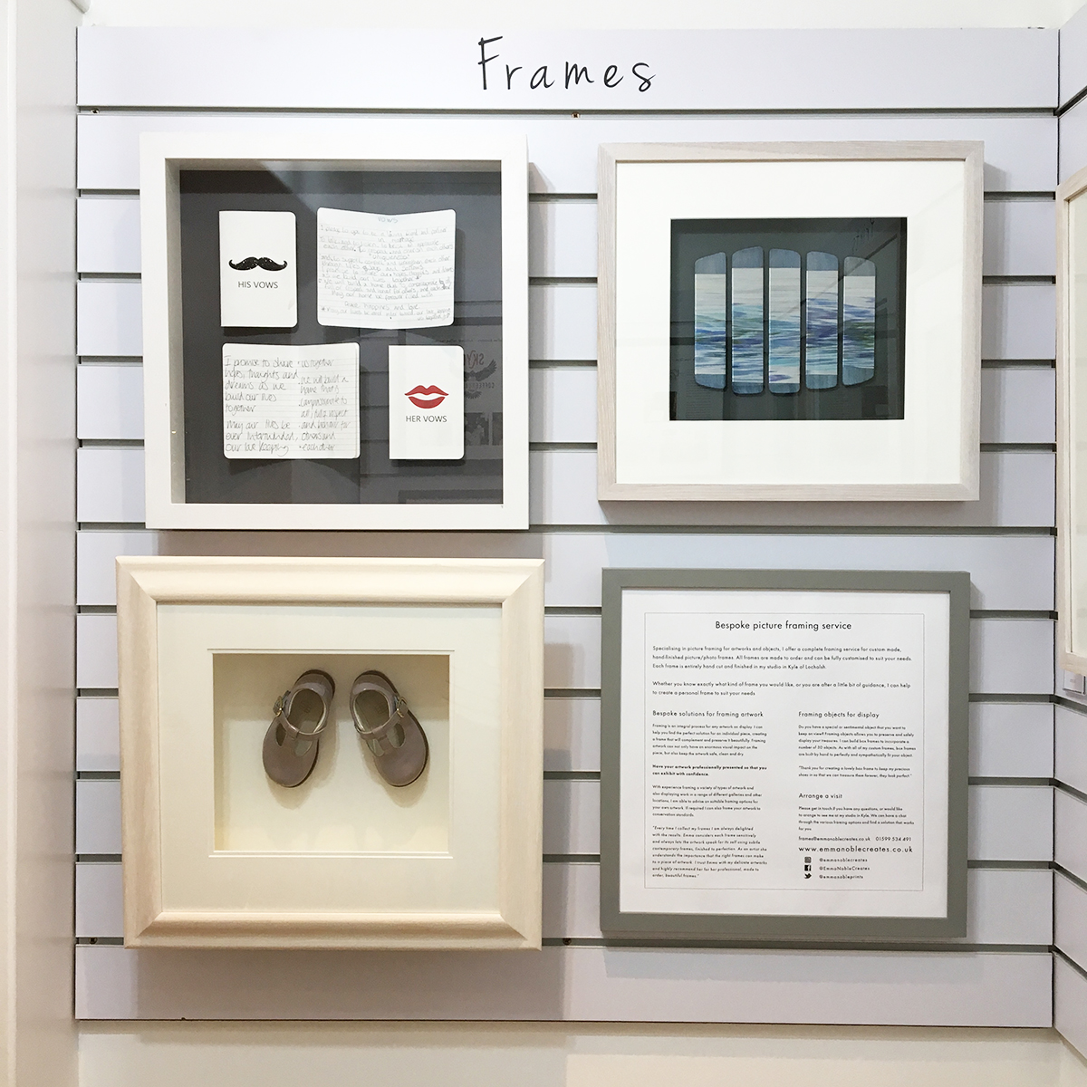 Examples of picture framing by Emma Noble