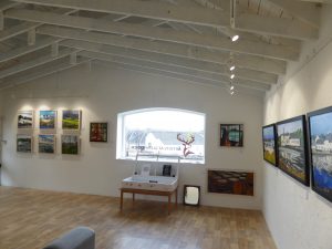 Distillery gallery with paintings