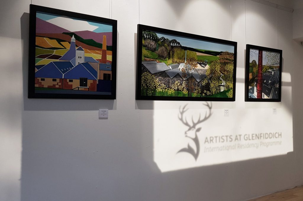 Paintings of distilleries in gallery
