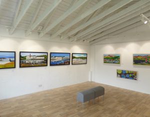 Distillery gallery with paintings
