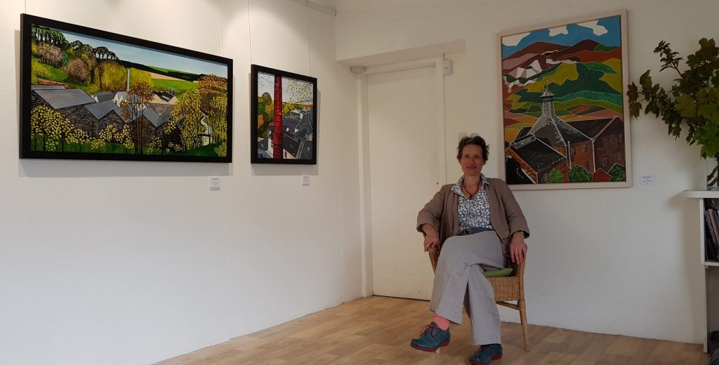 Distillery gallery with paintings